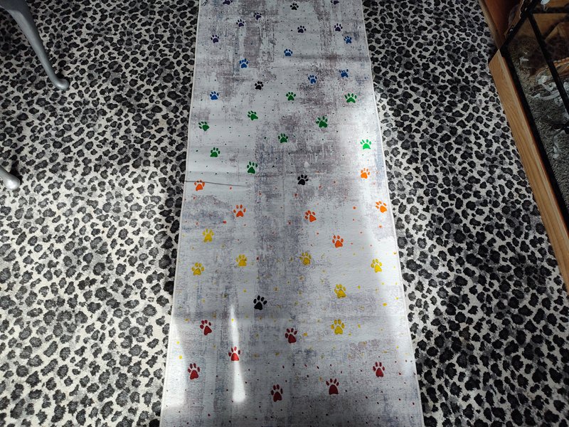 Paw print hand painted rug