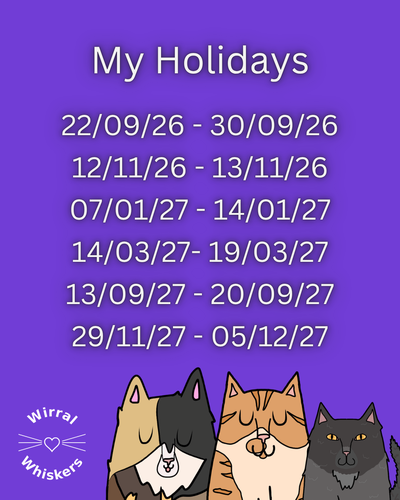 Wirral Whiskers Holidays 2026 and 2027