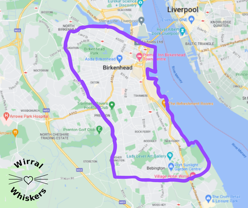 Wirral Whiskers Area Coverage Map