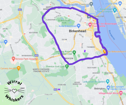 Wirral Whiskers Area Coverage Map